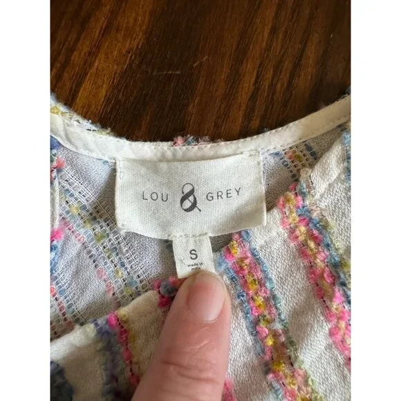 Lou & Grey Dress Diagonal Rainbow Stripe Sleeveless Swing Sundress Small Summer - Picture 2 of 10